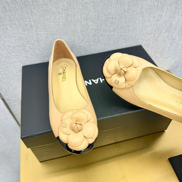 CC Loafers Nude Leather Mix Floral Pattern 297798