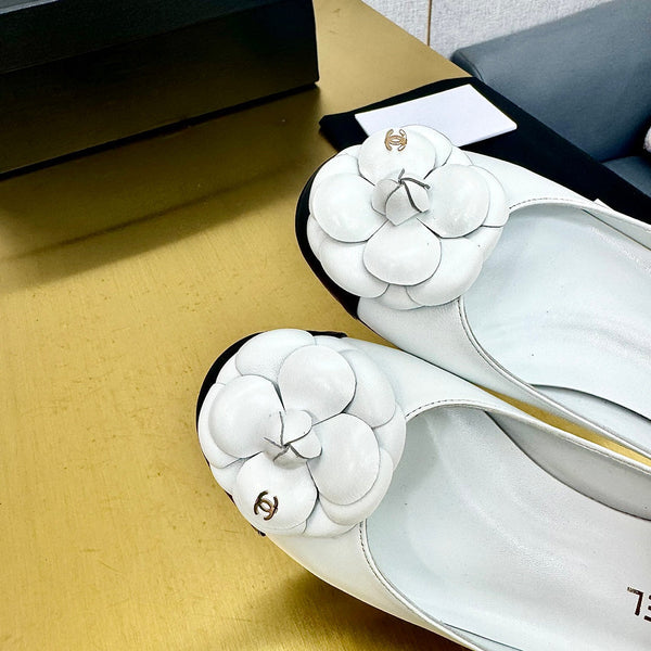 CC Loafers White Leather Mix Floral Pattern 297797