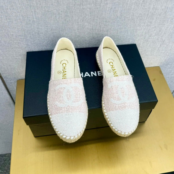 espadrillé pink tweed white sequin
