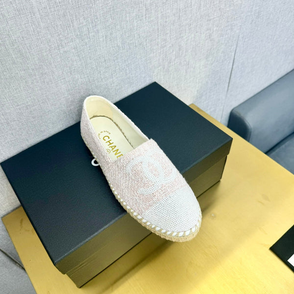 espadrillé pink tweed white sequin
