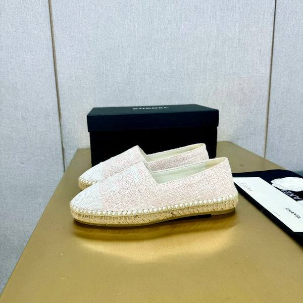 espadrillé pink tweed white sequin
