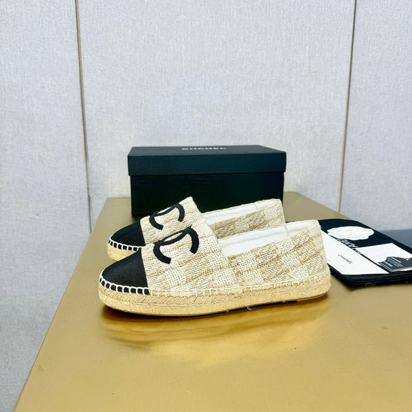 espadrilles beige cream wool black grosgrain