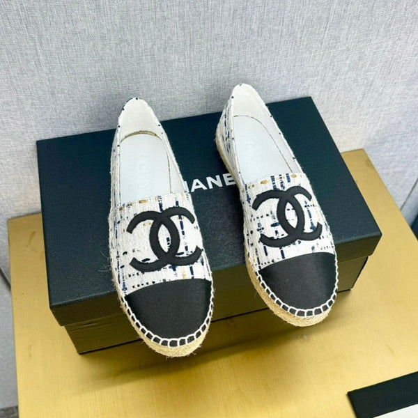 espadrilles white black canvas