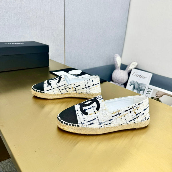 espadrilles white black canvas