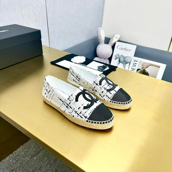 espadrilles white black canvas