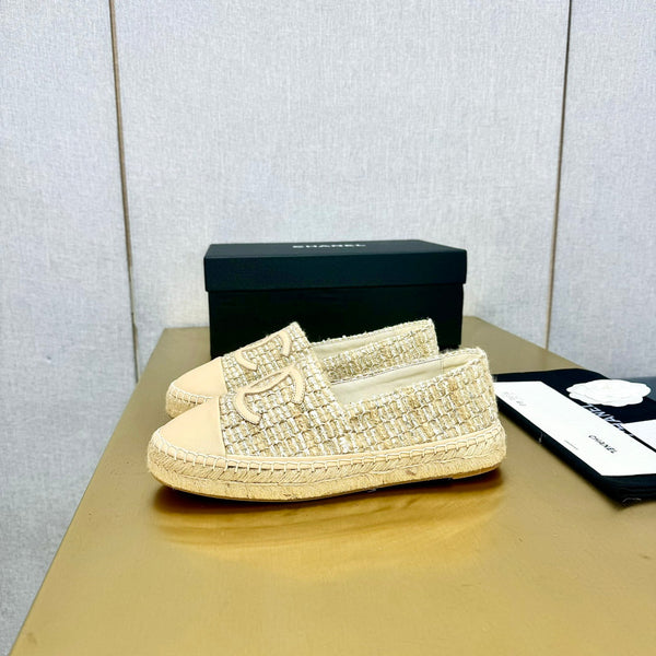 espadrilles beige raffia calfskin