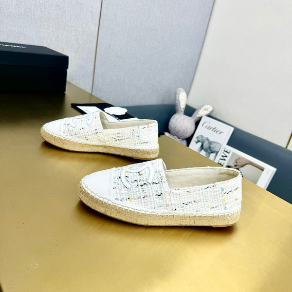 espadrilles white fabric calfskin