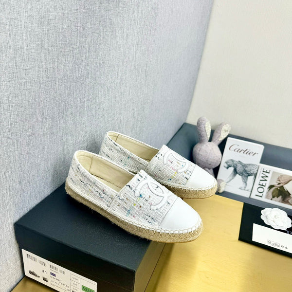 espadrilles white fabric calfskin