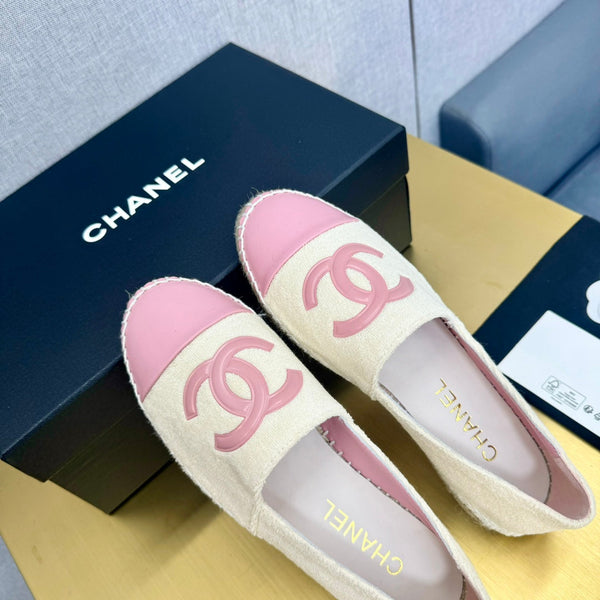 espadrilles beige fabric pink calfskin