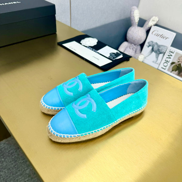 espadrilles turquoise fabric blue calfskin