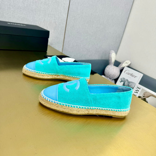 espadrilles turquoise fabric blue calfskin