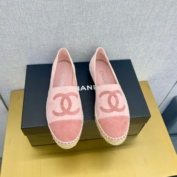 espadrillas in pelle scamosciata rosa e rosa scuro