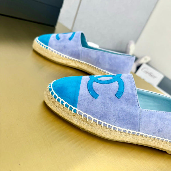 espadrilles purple blue and azure blue suede