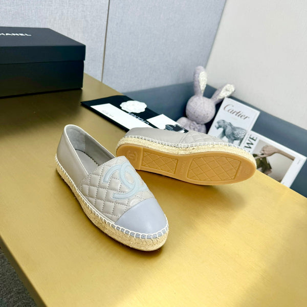 espadrilles smoke and silver gray calfskin