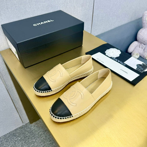 espadrilles light beige and black calfskin