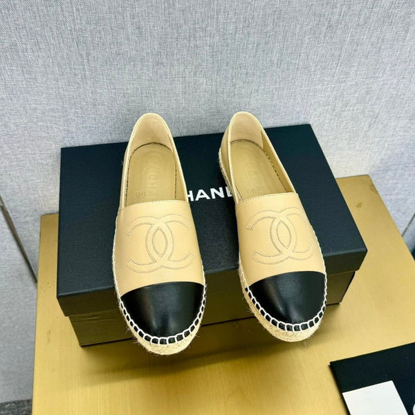 espadrilles light beige and black calfskin