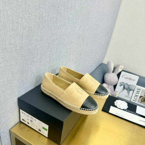 espadrilles light beige and black calfskin