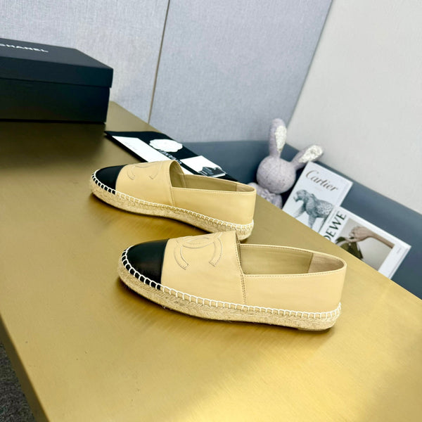 espadrilles light beige and black calfskin