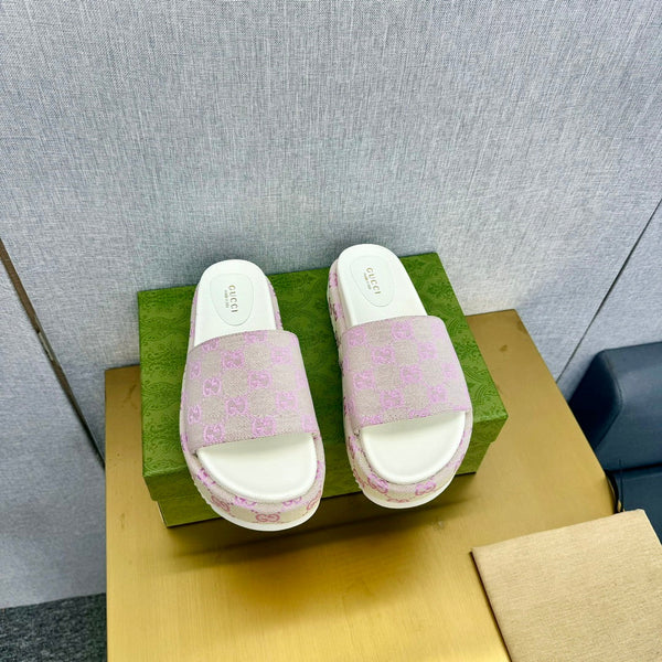 GG PLATFORM SLIDE SANDAL PASTEL PINK CANVAS