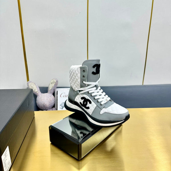 ATHLETIC SHOES IN WHITE MIX ASH GRAY CALFSKIN