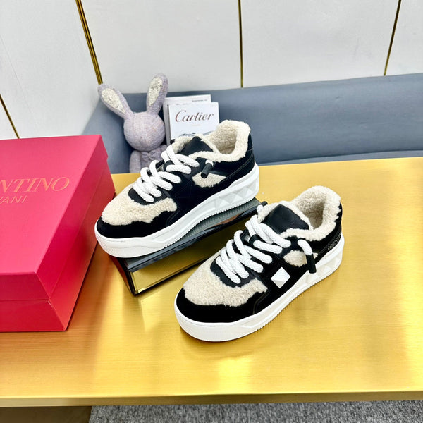 One Stud Xl Trainer 65mm In Black Mix White Suede Lined With Wool Fleece 994610