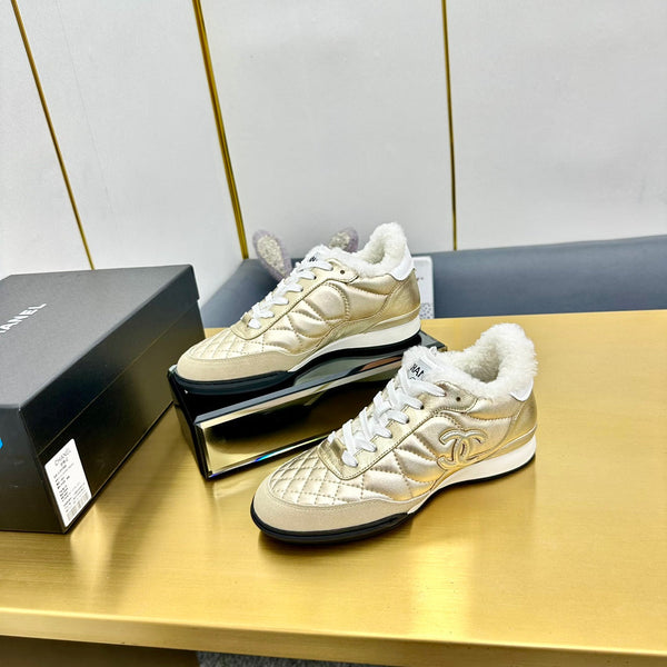 CC Low Sneaker Gold Metalic Wool Cowhide 413859