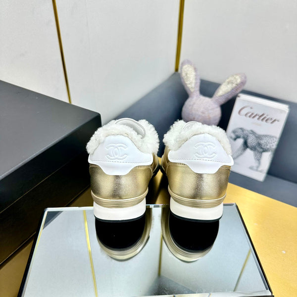 CC Low Sneaker Gold Metalic Wool Cowhide 413859