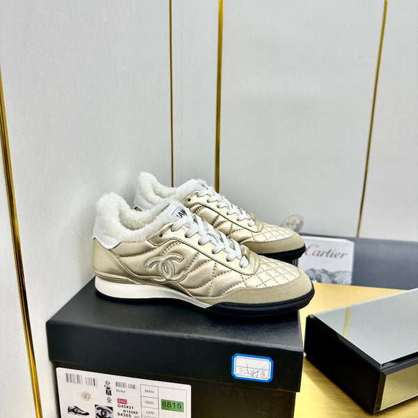 CC Low Sneaker Gold Metalic Wool Cowhide 413859