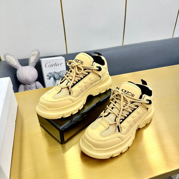 CD Sneaker 50mm In Light Yellow Cowhide And Mesh Fabric 111471