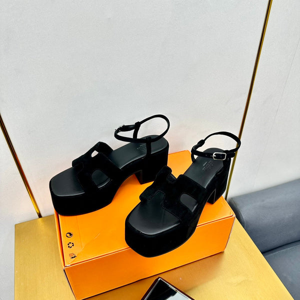 HM Platform Slingback Black Suede 370758