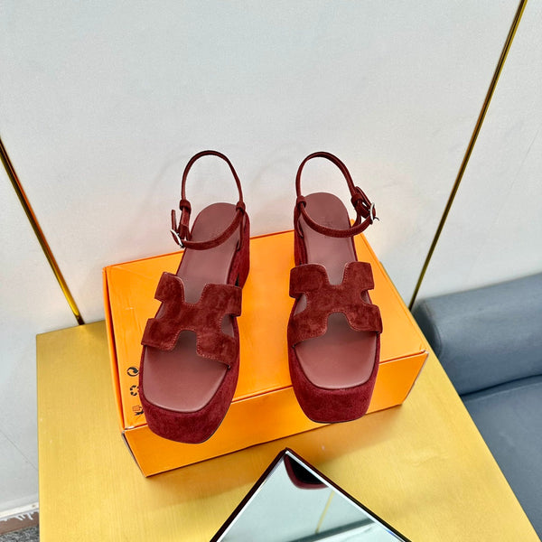 HM Platform Slingback Red Suede 370759