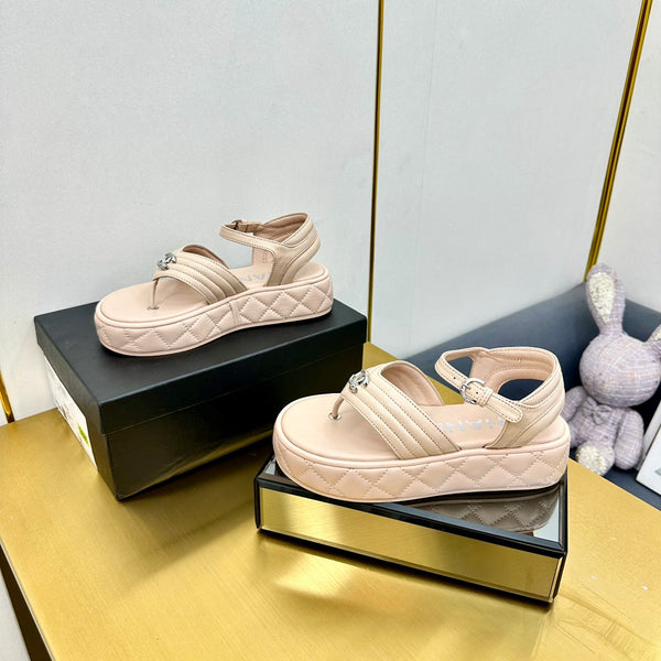 GROSGRAIN SANDAL IN NUDE BEIGE LAMBSKIN