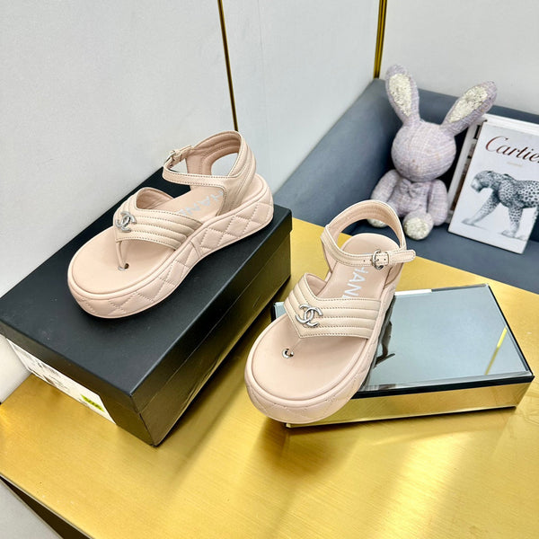 GROSGRAIN SANDAL IN NUDE BEIGE LAMBSKIN