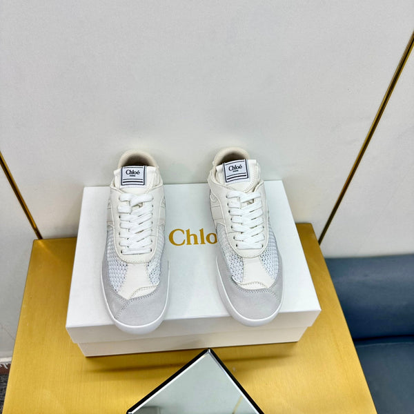 Choloe Kick Sneaker White Mesh Grey Suede