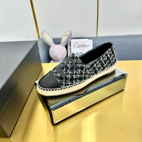 CC 25s Slip–on Espadrilles Black/White Tweed 297824