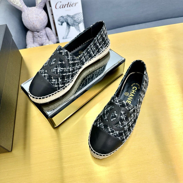 CC 25s Slip–on Espadrilles Black/White Tweed 297824