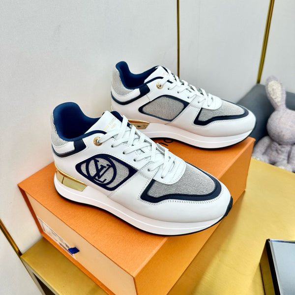 NEO RUN AWAY SNEAKER IN WHITE MIX NAVY BLUE CALFSKIN