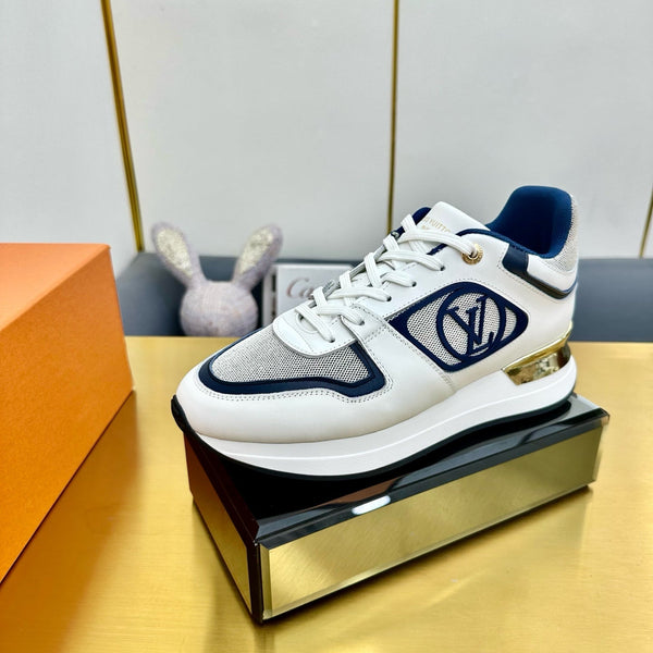 NEO RUN AWAY SNEAKER IN WHITE MIX NAVY BLUE CALFSKIN