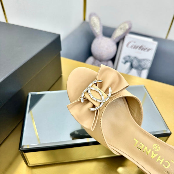 cc 25 sandalo mulo fiocco 50mm pelle di pecora beige 238477