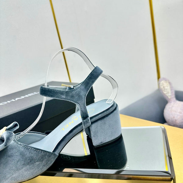 cc 25 bow sandal 50mm blue velvet 238482