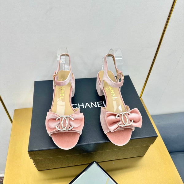cc 25 bow sandal 50mm pink velvet 238483