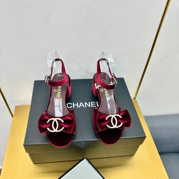 cc 25 bow sandal 50mm burgundy velvet 238484