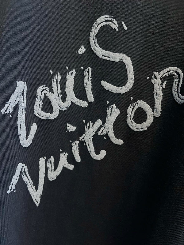 LV T-SHIRT IN BLACK PURE COTTON LOGO PRINT 238774