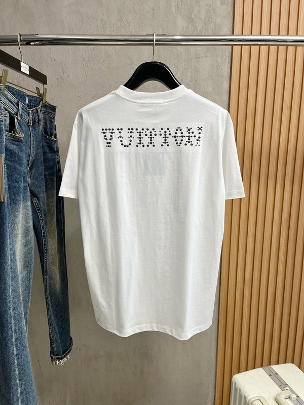 T-SHIRT LV IN PURO COTONE BIANCO CON LOGO RICAMATO 238773