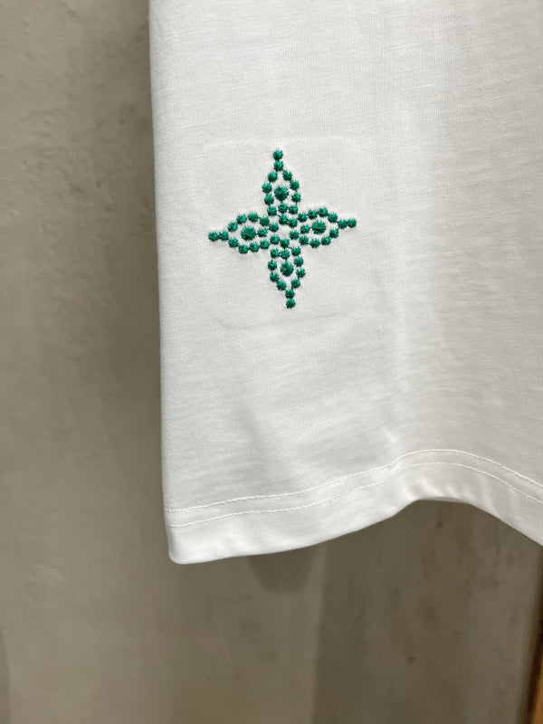 LV T-SHIRT IN WHITE EMBROIDERED LOGO PURE COTTON 238777