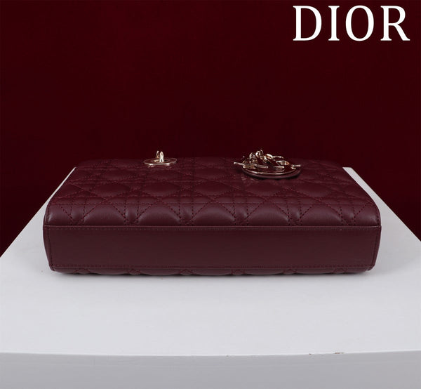 medium lady d-joy 26 burgundy lambskin