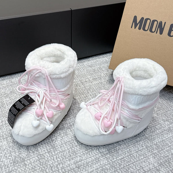 Moon Boot Icon Low Fur Off- White Pink Leather Faux Fur 515588