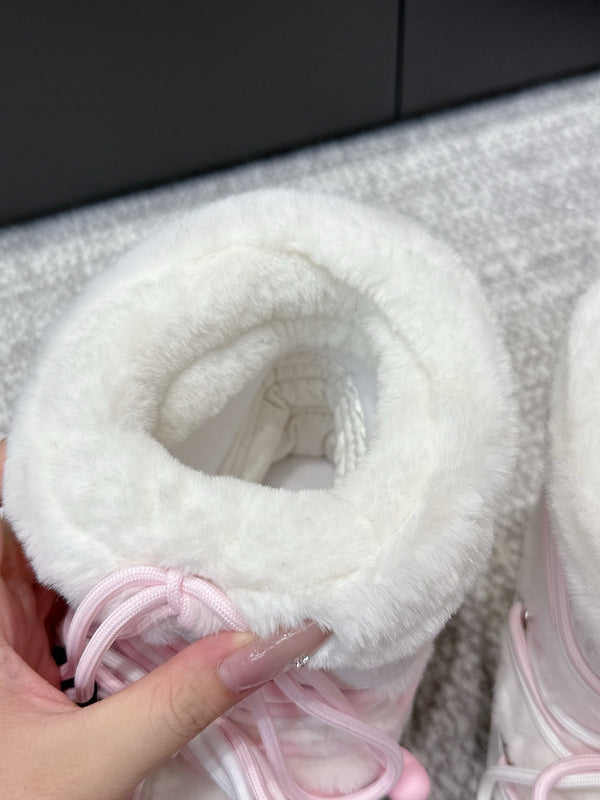 Moon Boot Icon Low Fur Off- White Pink Leather Faux Fur 515588