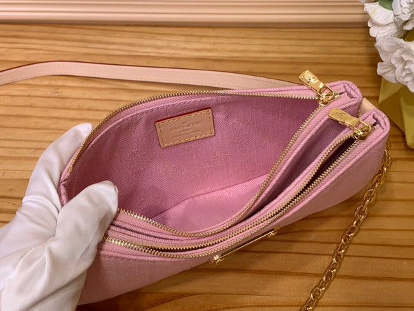 LV Liv Pochette Hr Pink Pastel Monogram Denim 205437