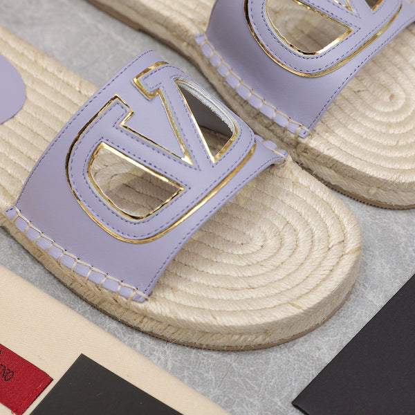 Vlogo Cut-Out Slide 20 Viola Vitello Beige Suola Rafia